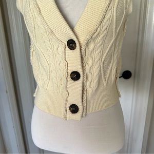 Free People Denison Cable Vest in Cream